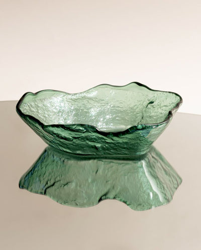 Aurora Lava Moss Green Glass Accent Bowl