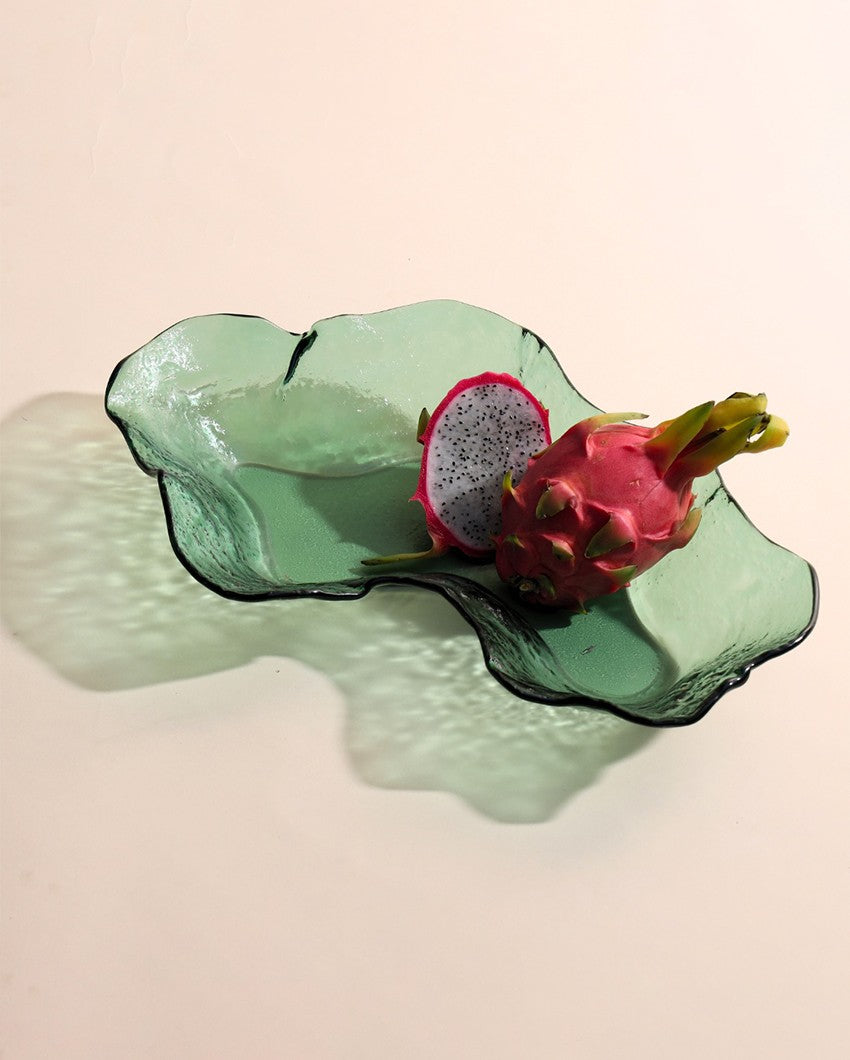 Aurora Lava Moss Green Glass Accent Bowl