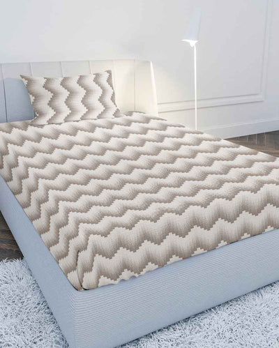 Cottonpair Beige Cotton Single Bed Sheet With Pillow Cover | Pack of 2
