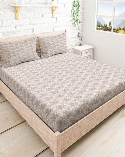 Comfortfold Brown Polycotton Super King Bed Sheet With Pillow Covers | Pack of 3