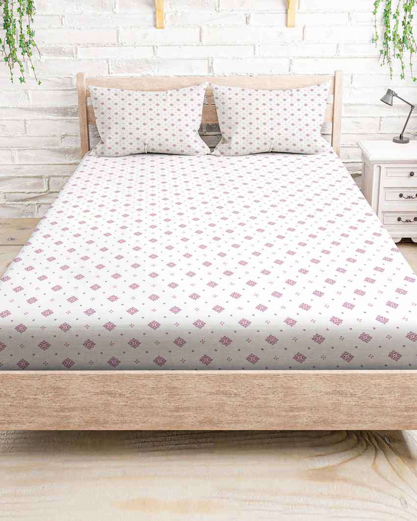 Silkloom Pink Polycotton Super King Bed Sheet With Pillow Covers | Pack of 3