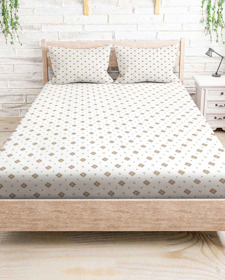 Breezesheet Brown Polycotton Super King Bed Sheet With Pillow Covers | Pack of 3