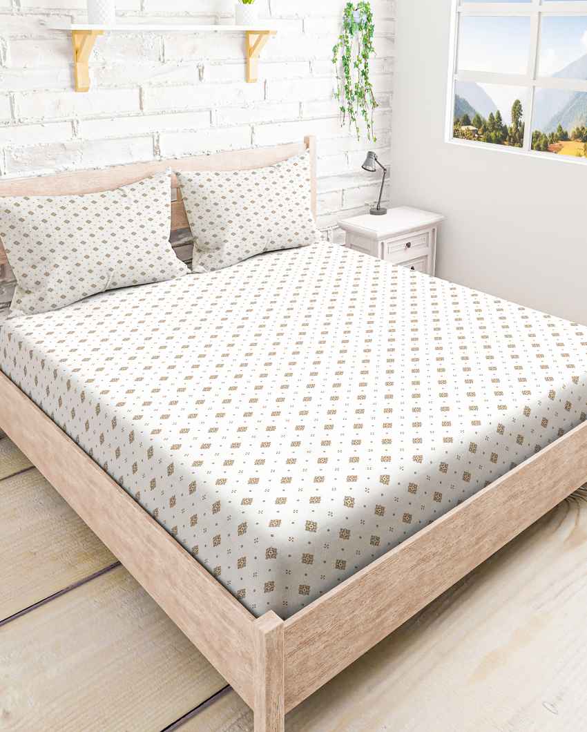 Breezesheet Brown Polycotton Super King Bed Sheet With Pillow Covers | Pack of 3