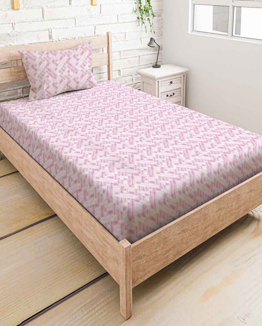Comfyduo Pink Polycotton Single Bed Sheet With Pillow Cover | Pack of 2