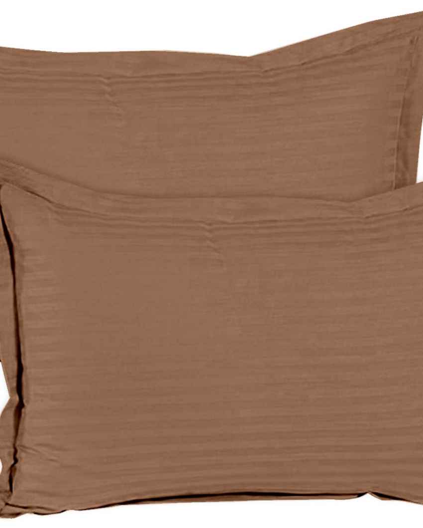 Gentlewrap Earthy Brown Cotton Satin Super King Bed Sheet With Pillow Covers | Pack of 3