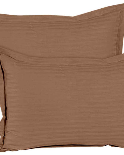 Gentlewrap Earthy Brown Cotton Satin Super King Bed Sheet With Pillow Covers | Pack of 3