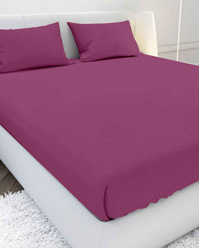 Restloom Tuberose Pink Cotton Satin Queen Bed Sheet With Pillow Covers | Pack of 3