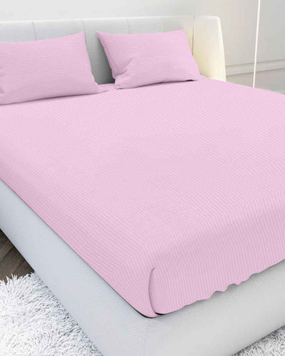 Plushduo Baby Pink Cotton Satin Crib Bed Sheet With Pillow Covers | Pack of 3