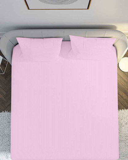 Plushduo Baby Pink Cotton Satin Crib Bed Sheet With Pillow Covers | Pack of 3