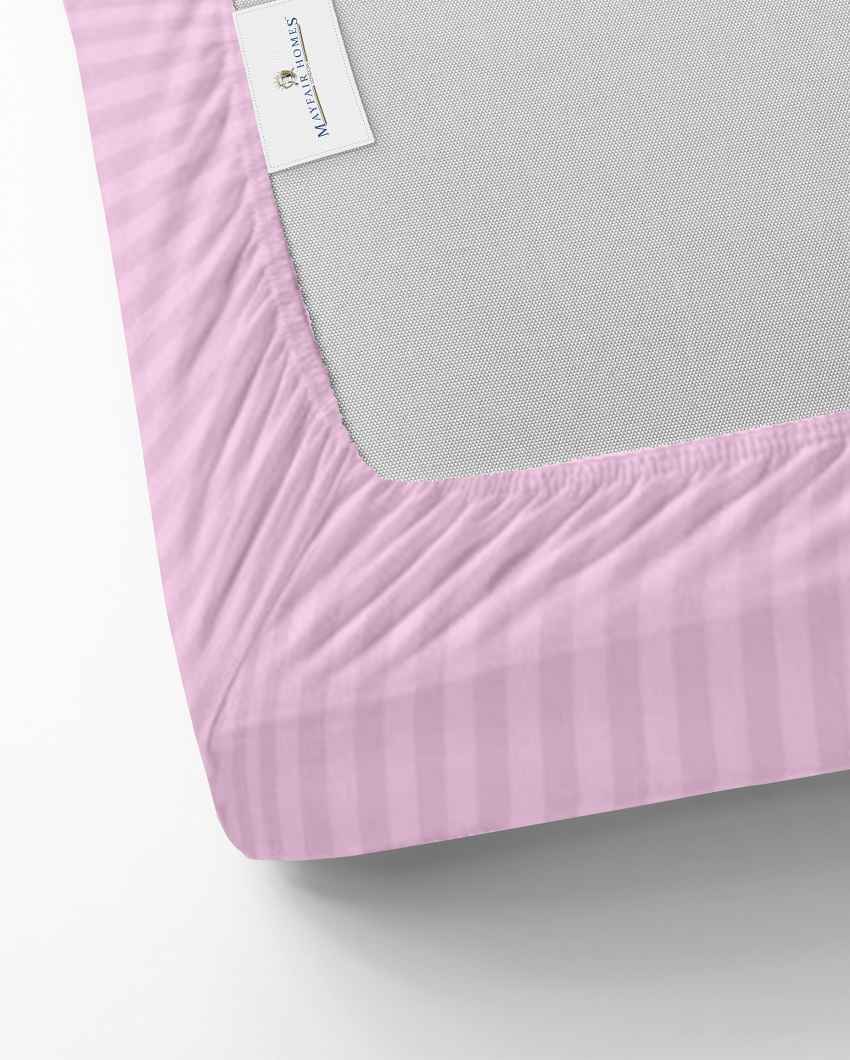 Plushduo Baby Pink Cotton Satin Crib Bed Sheet With Pillow Covers | Pack of 3