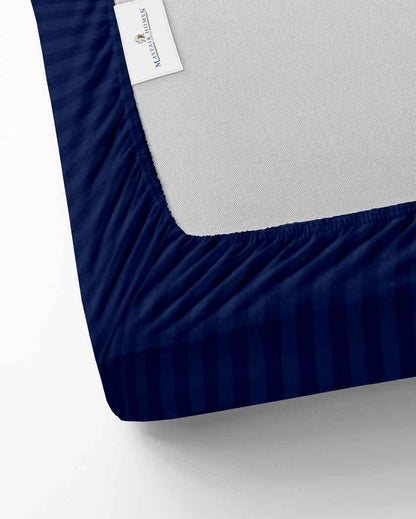 Bedcloud Navy Blue Cotton Satin Crib Bed Sheet With Pillow Covers | Pack of 3