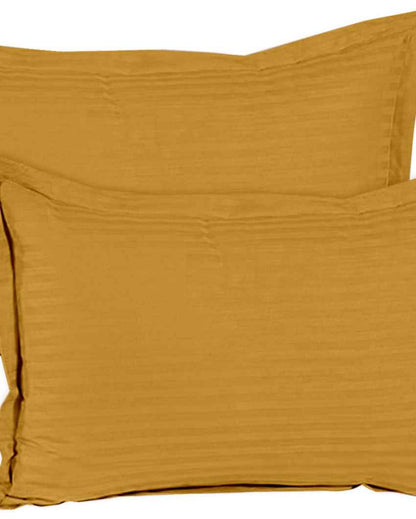 Sleepblank Ochre Yellow Cotton Satin Super King Bed Sheet With Pillow Covers | Pack of 3