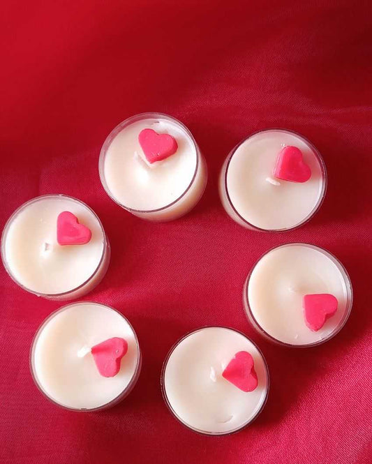 Mini Heart Tealight Candle Set | Set of 6 , Set of 12 , Setof 18 , Set of 24 |  1.3 x 1 inches
