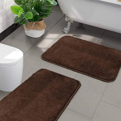 Simple Solid Microfiber Anti-Slip Bath Mat | Set of 2 | 24 x 16 inches