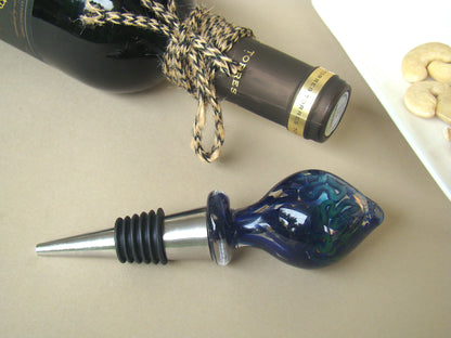 Midnight Bliss Handblown Glass Wine Stopper