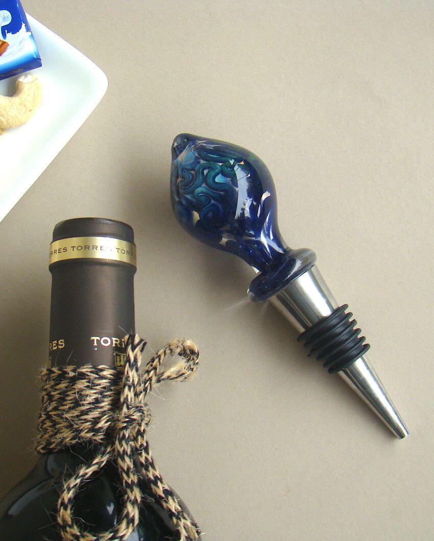 Midnight Bliss Handblown Glass Wine Stopper