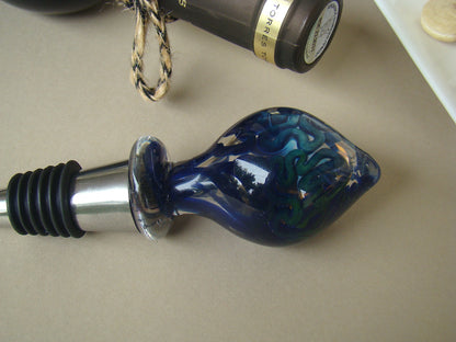 Midnight Bliss Handblown Glass Wine Stopper