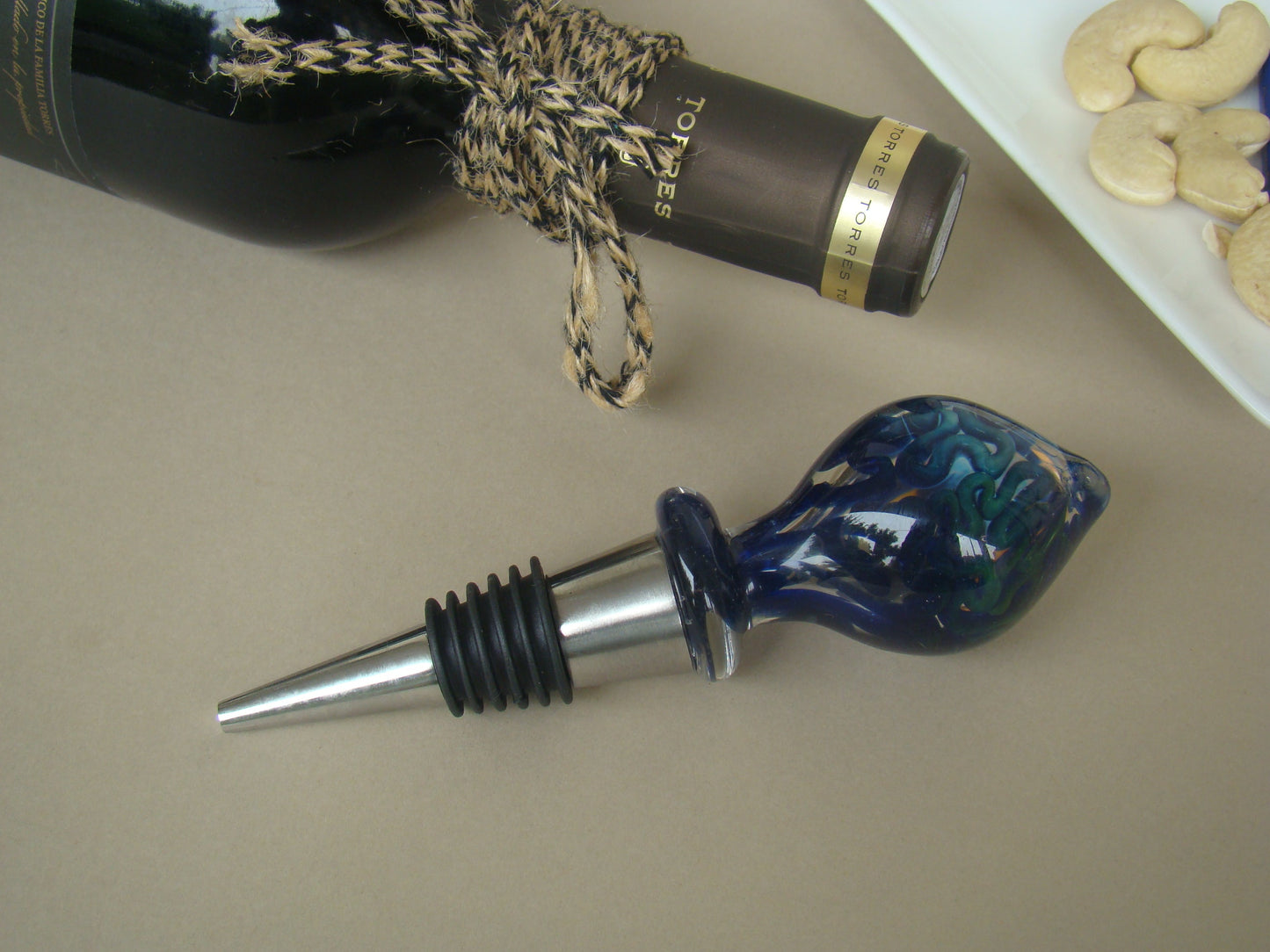 Midnight Bliss Handblown Glass Wine Stopper