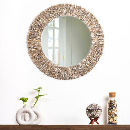 Premium Mother of Pearl Multicolor Shell Decorative Wall Mirror | 27 inches