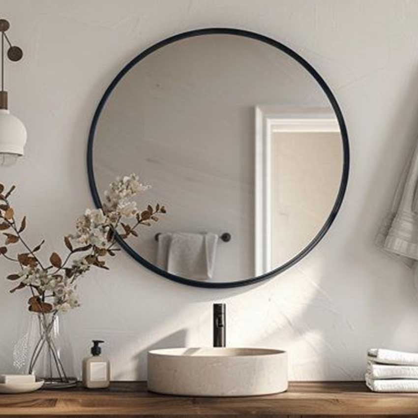 Aesthetic Black Round Wall Mirror