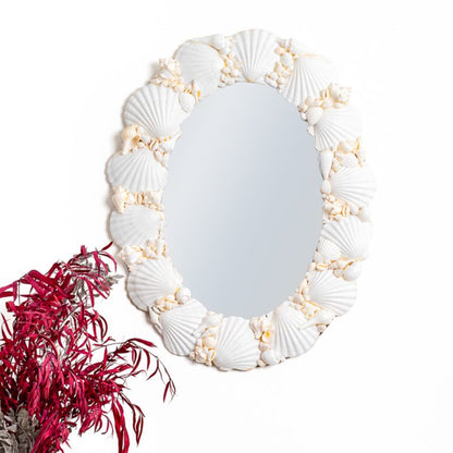 Stylish White Burma Shell Decorative Wall Mirror | 20 x 25 inches