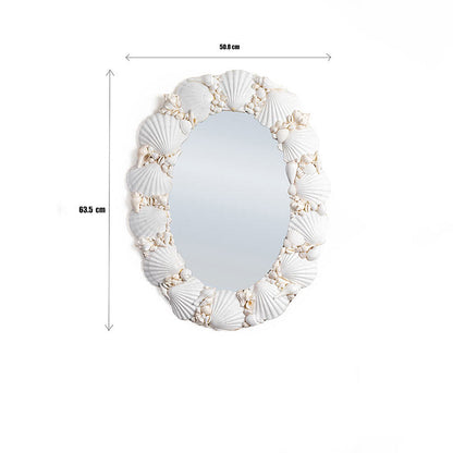 Stylish White Burma Shell Decorative Wall Mirror | 20 x 25 inches