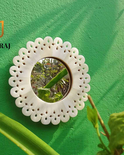 Handicraft Marble Jali Design Mirror | 2.5 inches