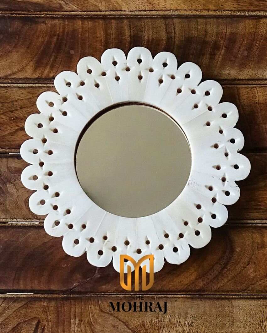 Handicraft Marble Jali Design Mirror | 2.5 inches