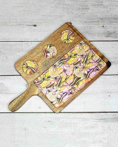 Abstract Floral Mango Wood Serving Platter | 9 x 15 inches