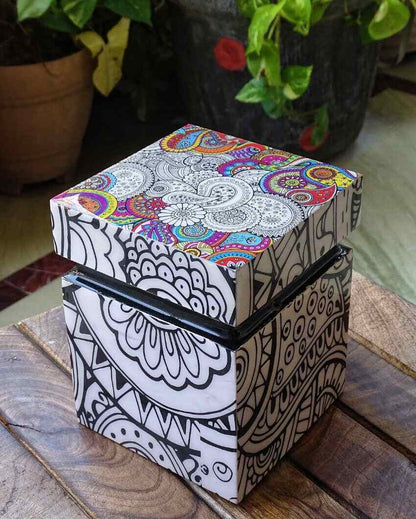 Doodle Print Wooden Chocolate Box | 4 x 5 inches