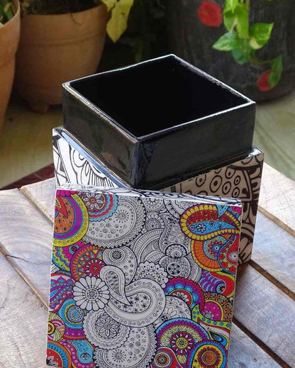 Doodle Print Wooden Chocolate Box | 4 x 5 inches