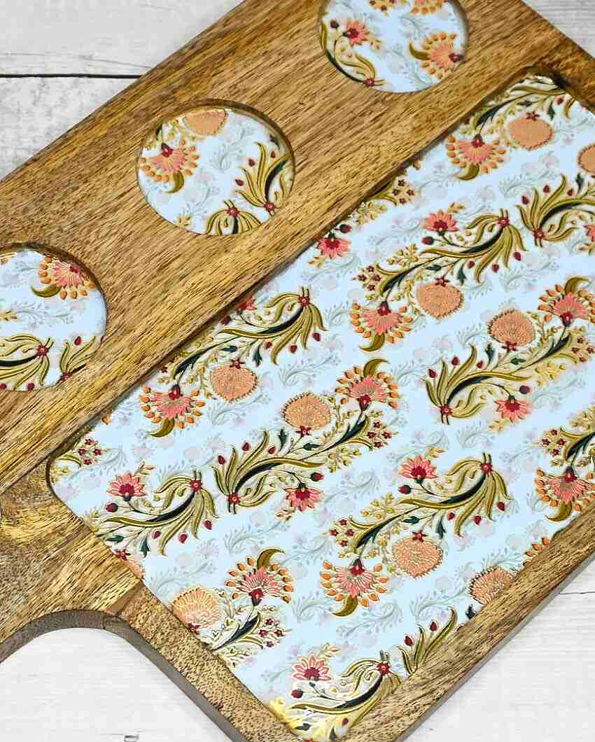 Floral Multicolor Mango Wood Serving Platter | 9x 15 inches