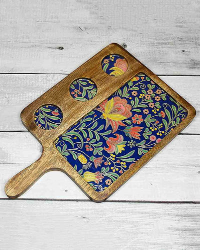 Vibrant Floral Mango Wood Serving Platter | 9 x 15 inches