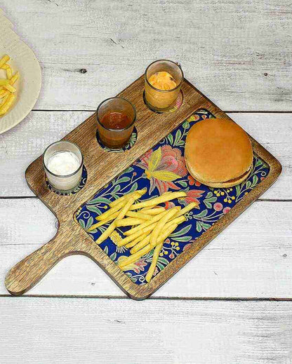 Vibrant Floral Mango Wood Serving Platter | 9 x 15 inches