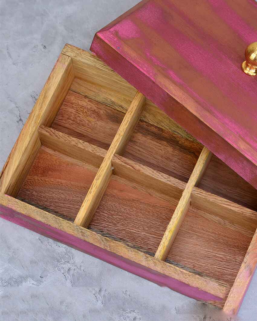 Multipurpose Wooden Knob Box | 9 x 9 x 3 inches