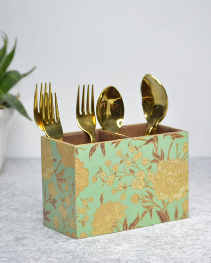 Green Floral Cutlery Holders | Set Of 2 | 6 x 3 x 4 inches