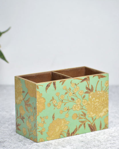 Green Floral Cutlery Holders | Set Of 2 | 6 x 3 x 4 inches