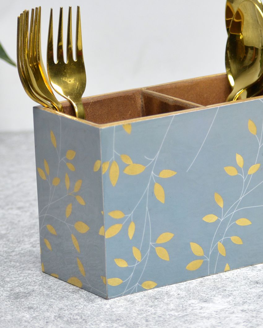 Botanical Golden Cutlery Holders | Set Of 2 | 6 x 3 x 4 inches