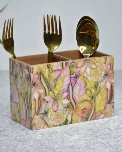 Abstract Floral Cutlery Holders | Set Of 2 | 6 x 3 x 4 inches