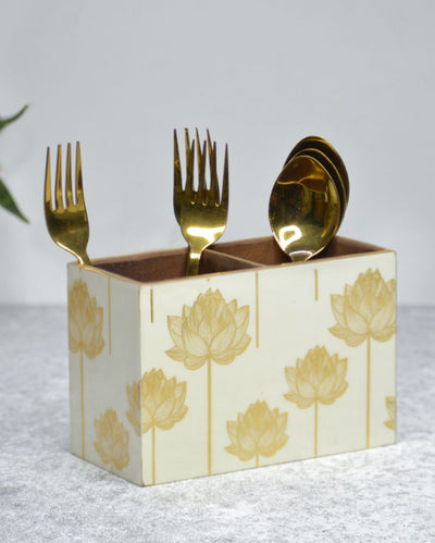 Gold Lotus Cutlery Holders | Set Of 2 | 6 x 3 x 4 inches