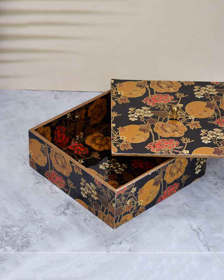 Classic Multicolor Handcrafted Wooden Box | 8 x 8 x 4 inches