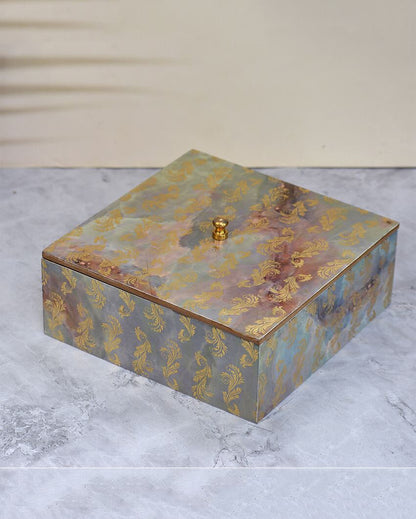 Vedic Design Square Wooden Box | 8 x 8 x 4 inches