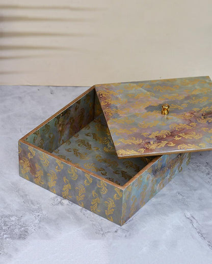 Vedic Design Square Wooden Box | 8 x 8 x 4 inches