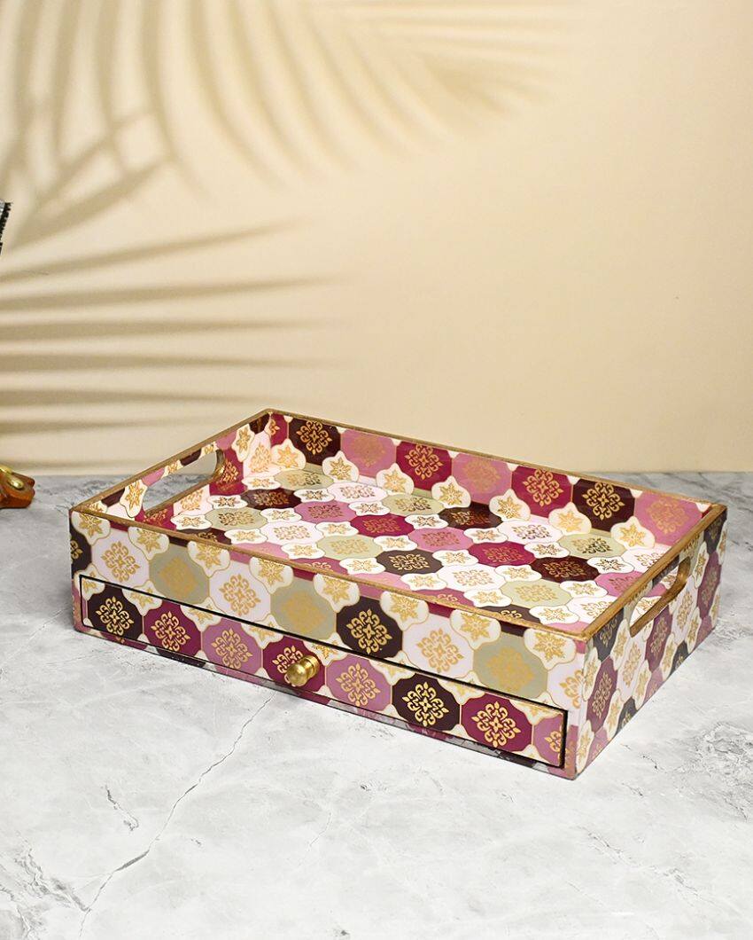 Turkish Pattern Wooden Drawer Tray | 12 x 8 x 3 inches