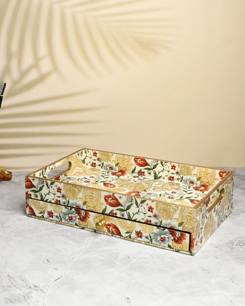 Jaipur Floral Wooden Drawer Tray | 12 x 8 x 3 inches