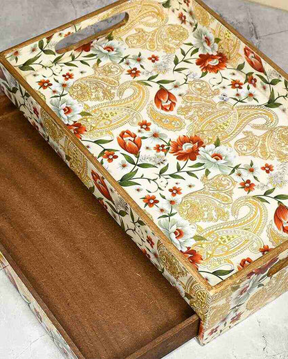 Jaipur Floral Wooden Drawer Tray | 12 x 8 x 3 inches