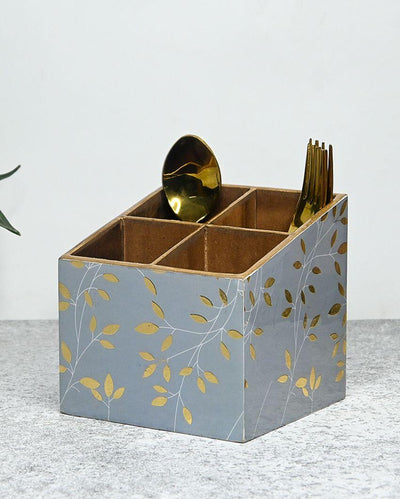 Botanical Golden Four Divisions Cutlery Holders | Set Of 2 | 5x 5 inches