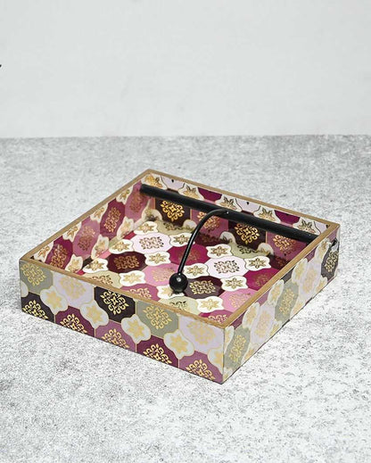 Turkish Pattern Wooden Tissue Holder | 8 x 8 x 2 inches