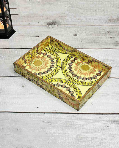 Single Yellow Wooden Serving Tray | 10 x 7 x 2 inches