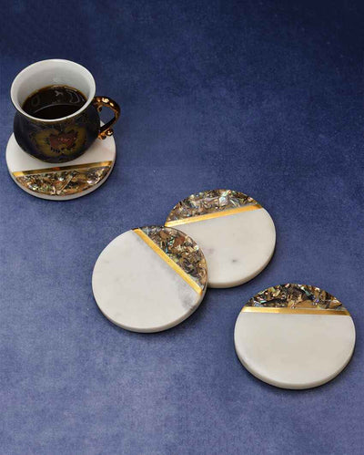 Abalone Shell Marble Coasters | Set Of 4 | 4 inches